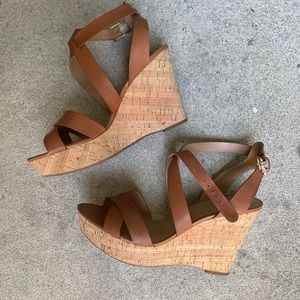 Tan Strappy Wedges